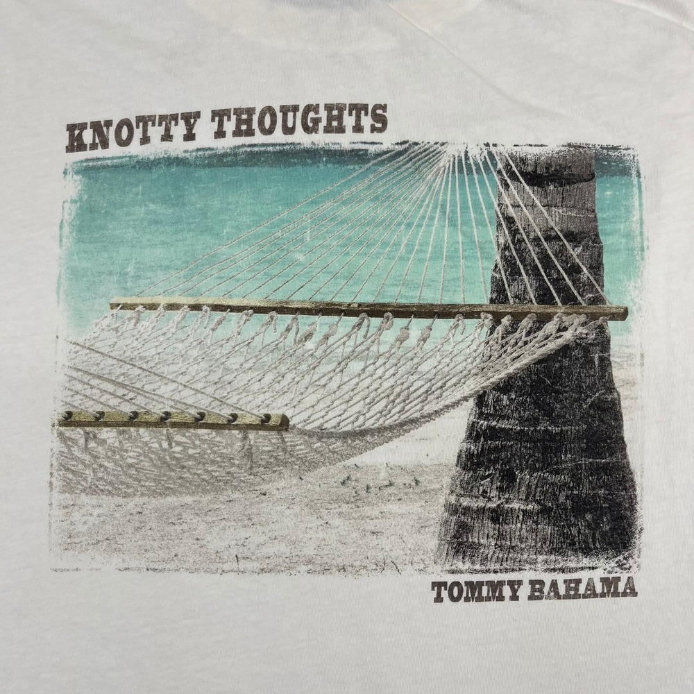 Tommy Bahama Relax Mens XL White Graphic T-Shirt Knotty Thoughts Hammock Marlin - Picture 12 of 13